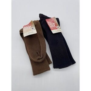 2 Pair NOS Vtg 70s Cotton/ Lyrica  Ribbed Slacks Socks Brown Size 10-13‎